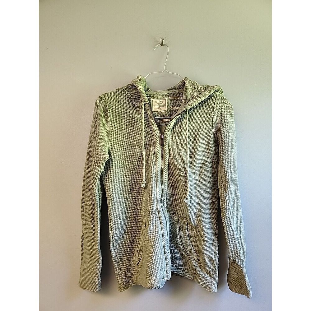Fat Face Womens 2 Small Mint Green Hemsby Zip‎ Hoodie Textured Knit w/ Pockets